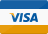 Visa payment card logo displayed in blue and gold colors for payment processing.