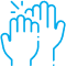 Two hands holding up a smiling tooth icon, representing dental care and oral health support.